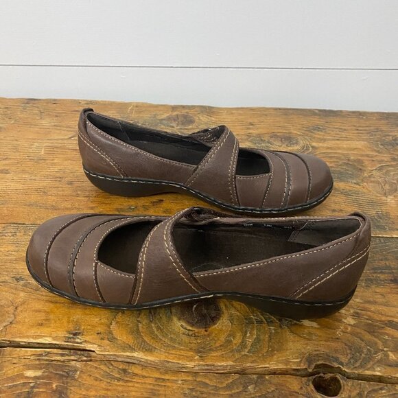 Clarks Bendables Roseville Mary Jane Brown Leather Comfort Shoe Loafers Size 7.5 - Picture 6 of 11